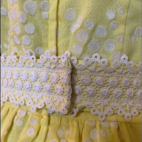 Vintage Rare Flocked Yellow Maxi‎ Dress - Picture 9 of 16